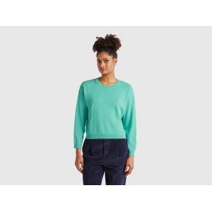 Benetton, Chemise 100% Coton, Taille: M, Bleu Vert, Femme