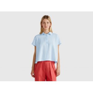 Benetton, Chemise Légère À Manches Courtes, size XL, Bleu Ciel, Femme