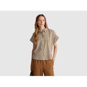 Benetton, Chemise Rayée Coupe Confort, size XS, Marron, Femme