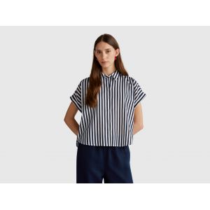Benetton, Chemise Rayée Coupe Confort, size XXS, Bleu Foncé, Femme