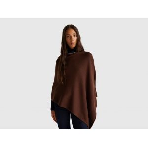Benetton, Cape En Mélange De Cachemire, Taille: OS, Marron Foncé, Femme