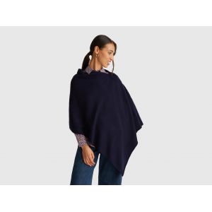 Benetton, Cape En Mélange De Cachemire, Taille: OS, Bleu Foncé, Femme
