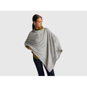 Benetton, Cape En Mélange De Cachemire, Taille: OS, Gris Clair, Femme