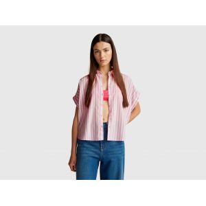 Benetton, Chemise Rayée Coupe Confort, size XL, Rose, Femme