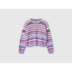 Benetton, Pull Rayé Multicolore Avec Lurex, size M, Lilas, Enfants
