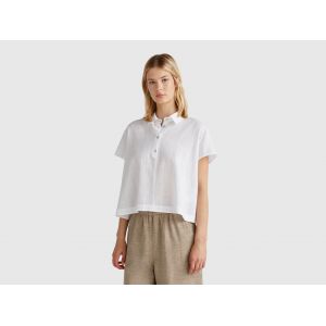 Benetton, Chemise Légère À Manches Courtes, size L, Blanc, Femme