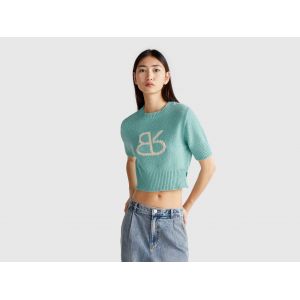 Benetton, Chemise À Manches Courtes, Taille: S, Bleu Ciel, Femme