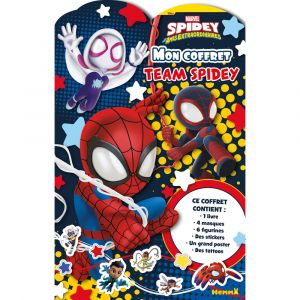 Marvel Spidey et ses amis extraordinaires - Mon coffret Team Spidey ! - Ce coffret contient: 1 livre, 4 masques, 6 figurines, des stickers, un grand
