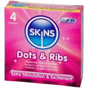 Skins Dots & Ribs Boîte de 4 Préservatifs - Transparent