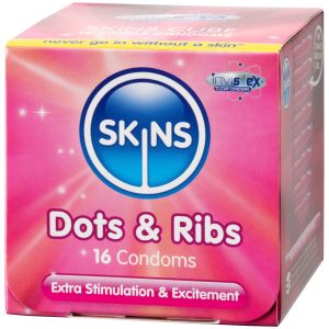 Skins Dots & Ribs Lot de 16 Préservatifs - Transparent
