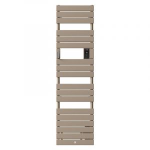 Radiateur sèche-serviettes électrique étroit Riviera 2 - Avec soufflerie - 750+1000W - Brun sable