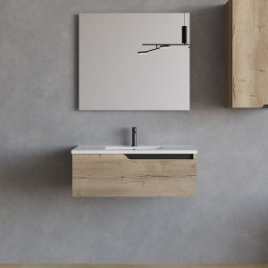 Meuble de salle de bain 80cm avec plan simple vasque - 1 tiroir - madera miel (chêne clair) - CADIX