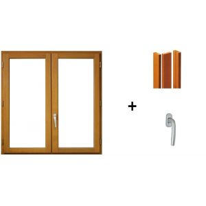 fenetre Bois 2 Vantaux H125 x L100 + tapees iso 100 (2 de 1,9m et 1 de 2,28m) + poignee
