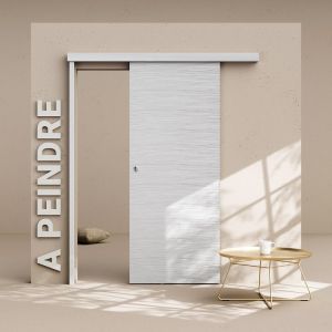 Porte Coulissante avec Rail - Prépeinte Mayotte 83 cm - Avec butée