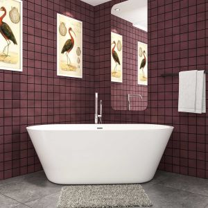 Baignoire îlot oval  blanc en acrylique 170x80x58cm,Aica Sanitaire