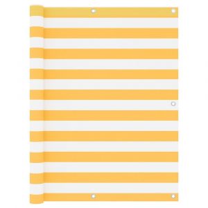 Écran de balcon brise pare vue protection confidentialité 120 x 400 cm tissu oxford blanc et jaune 02_0010075