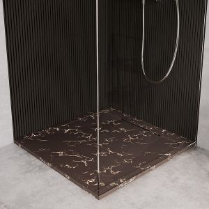 Receveur de douche en pierre naturelle extra plat à poser 70x70cm - marron marbre - ORIGINE