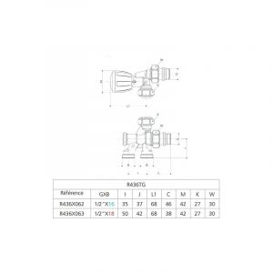 Robinet monotube radiateur à 4 voies Giacomini R436TG