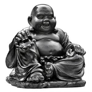 Bouddha chinois rieur au ton anthracite 35x33x35cm