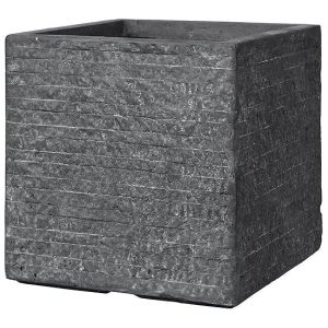 Pot de fleurs cube gris minéral 50cm