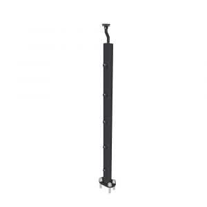 Poteau de garde-corps - Aluminium Noir - Pour intérieur et extérieur - Fixation à plat