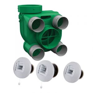 AXELAIR - Kit Hygro A VMC simple flux hygroréglable basse consommation + 3 bouches cordon - KHACRST5160