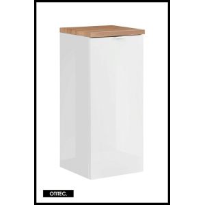 Meuble bas de salle de bain - 80 cm - Blanc - 1 porte - LISOA