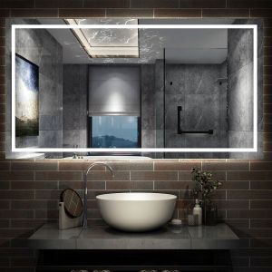 AICA Miroir de salle de bain LED dimmable, avec mémoire et anti-buée, 140x70cm, IP44