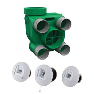 AXELAIR - Kit Hygro B VMC simple flux hygroréglable basse conso + 3 bouches cordon et à piles - KHBMRST5160