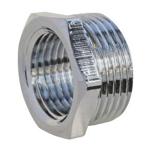 Raccord laiton : bague réduction laiton nickéle 6 pans Mâle 15/21 - Femelle 12/17