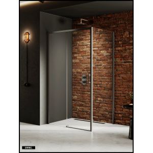 Porte de Douche avec Paroi Latérale (ouverture depuis l'angle) - 100 x 80 x 200 - GUNMETAL - PRIME - GAUCHE