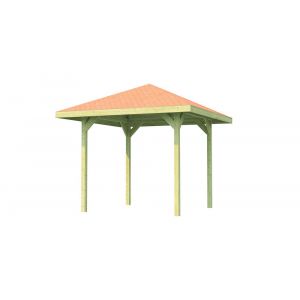 Pergola 651T1 - Surface hors tout 8.64m2 - shingle rouge - 4 pans