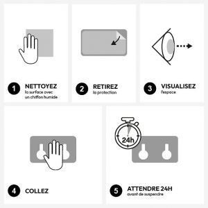 Pat&egrave;re adh&eacute;sive ""stiky"" en m&eacute;tal et bambou - 5 five simply smart