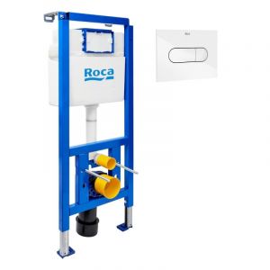 B&acirc;ti-support WC suspendu, installation sur cloison l&eacute;g&egrave;re, hauteur 112 cm, chasse 2/4-6 L + plaque blanche (ROW01-FR)