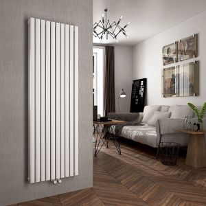 EMKE Radiateur eau chaude en acier Tube Rond Radiateur Mural Blanc 180x60cm 2171W Double Couche