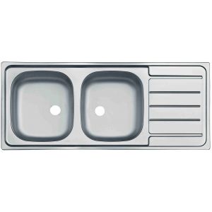 Evier Basic 270 &agrave; encastrer - 2 bacs et &eacute;gouttoir - Inox - 116x50cm
