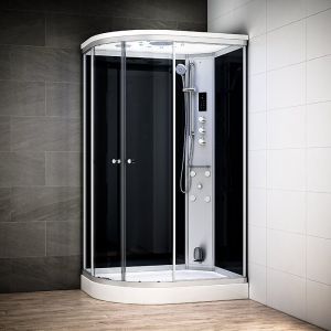 Cabine hammam 120 x 90 SILVER Noir asymétrique droite