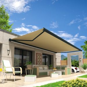 Store banne coffre int&eacute;gral HEVOA 3,00x2,50 M (Motoris&eacute; Secours &agrave; T&eacute;l&eacute;commande - Gris anthracite structur&eacute; RAL7016ST - &Eacute;cru 250g/m&sup2;)