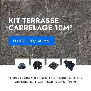 Kit de carrelage terrasse 10m&sup2; - Aspect pierre Quartziti 60x60 cm - Mirage - 80/140 mm