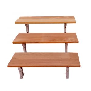 Escalier en acier BALI, 3 marches en bois exotique Bangkirai, Hauteur 54 cm - L 100 cm