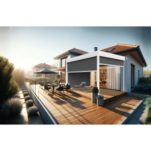Coffre à coulisses pour pergola HELY 4,00x2,50m (Gris Graphite - Blanc)