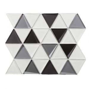Mosaïque MILA en verre blanc. gris et noir