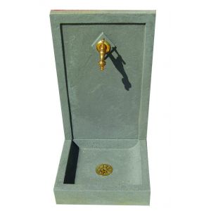 Fontaine pierre reconstituée robinet laiton gris 38x42x76.5cm Avalon