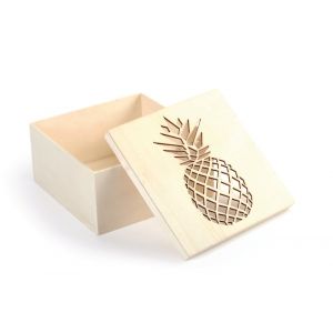 Boite découpe ananas en bois 150x150x75mm