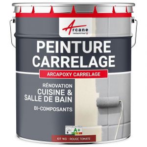 Peinture Carrelage Cuisine & Salle de bain - ARCAPOXY CARRELAGE - Rouge Tomate - RAL 3013 - 1 kg (jusqu'à 10 m² en 2 couches) - ARCANE INDUSTRIES