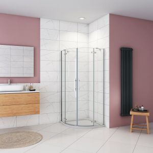 Cabine de douche 80x80x195cm 1/4 cercle en verre anticalcaire de 6mm