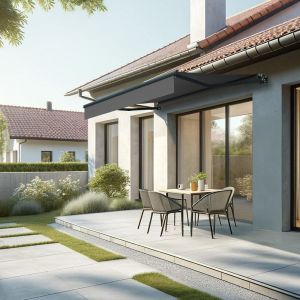 Store banne loggia LOCUS 2,50x1,50m (Motorisé et Interrupteur - Gris Graphite - Gris anthracite)