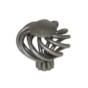 Bouton boule plat torsade - Acier - Vieux fer - D38mm