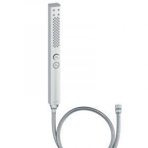 Pommeau de douche Shift+ carr&eacute; 2 jets chrom&eacute; + flexible 175 cm m&eacute;tal