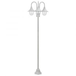 Lampadaire de jardin E27 220 cm aluminium 3 lanternes blanc 02_0042540
